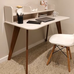 Escrivaninha com 5 Nichos 120 cm Penteadeira Feminina Sofia Off White/Cedro 100% em MDF - 15