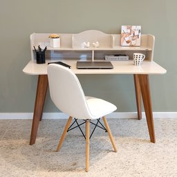 Escrivaninha com 5 Nichos 120 cm Penteadeira Feminina Sofia Off White/Cedro 100% em MDF - 10