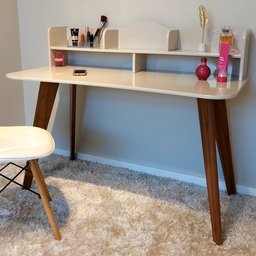 Escrivaninha com 5 Nichos 120 cm Penteadeira Feminina Sofia Off White/Cedro 100% em MDF - 11