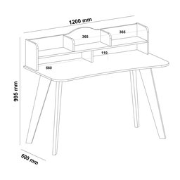 Escrivaninha com 5 Nichos 120 cm Penteadeira Feminina Sofia Off White/Cedro 100% em MDF - 6