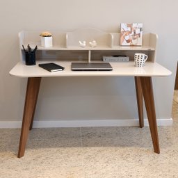 Escrivaninha com 5 Nichos 120 cm Penteadeira Feminina Sofia Off White/Cedro 100% em MDF - 9
