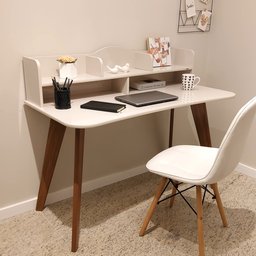 Escrivaninha com 5 Nichos 120 cm Penteadeira Feminina Sofia Off White/Cedro 100% em MDF - 16