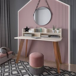 Escrivaninha com 5 Nichos 120 cm Penteadeira Feminina Sofia Off White/Cedro 100% em MDF - 8