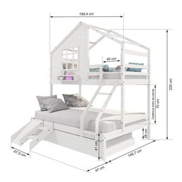 Treliche Casinha Janela Casal Escada/escorregador Branco - 5