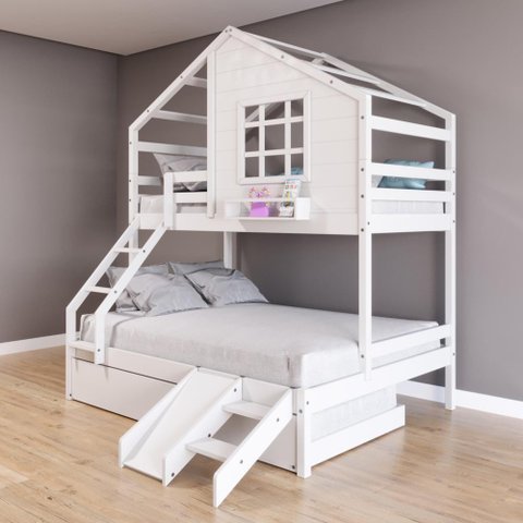 Treliche Casinha Janela Casal Escada/escorregador Branco