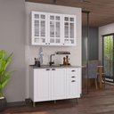 Ver imagem 1 de Cozinha Compacta Bariloche 6 Portas 2 Gavetas 3 Prateleiras com Vidro 100% MDF Branco - Indékes