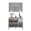 Ver imagem 3 de Cozinha Compacta Bariloche 6 Portas 2 Gavetas 3 Prateleiras com Vidro 100% MDF Branco - Indékes