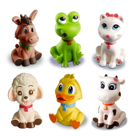 Kit com 6 Brinquedos De Vinil Para Bebê A Partir De 3 Meses