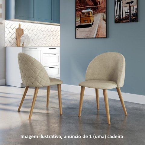 Cadeira para Sala de Jantar Escritório Estofada Madeira Maciça Ergonômica Ediane Yescasa Bege/Fendy