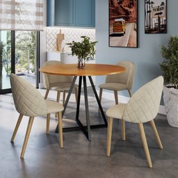 Cadeira para Sala de Jantar Escritório Estofada Madeira Maciça Ergonômica Ediane Yescasa - 4