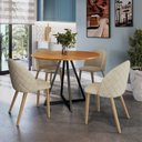 Ver imagem 4 de Cadeira para Sala de Jantar Escritório Estofada Madeira Maciça Ergonômica Ediane Yescasa Bege/Fendy