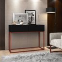 Ver imagem 1 de Aparador Buffet Pequeno para Hall de Entrada Luxo Eros 02 Gavetas 90cm Preto/Cobre Cantinho Café