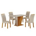 Ver imagem 2 de Conjunto Sala de Jantar Mesa 4 Cadeiras Tampo de Vidro Miami Yescasa Off White