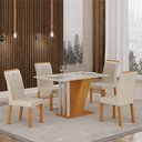 Ver imagem 1 de Conjunto Sala de Jantar Mesa 4 Cadeiras Tampo de Vidro Miami Yescasa Off White