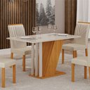 Ver imagem 6 de Conjunto Sala de Jantar Mesa 4 Cadeiras Tampo de Vidro Miami Yescasa Off White
