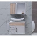 Ver imagem 1 de Conjunto Gabinete para Banheiro com Cuba e Espelheira Turin Branco/Ciliegio