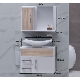 Conjunto Gabinete para Banheiro com Cuba e Espelheira Turin  - 3