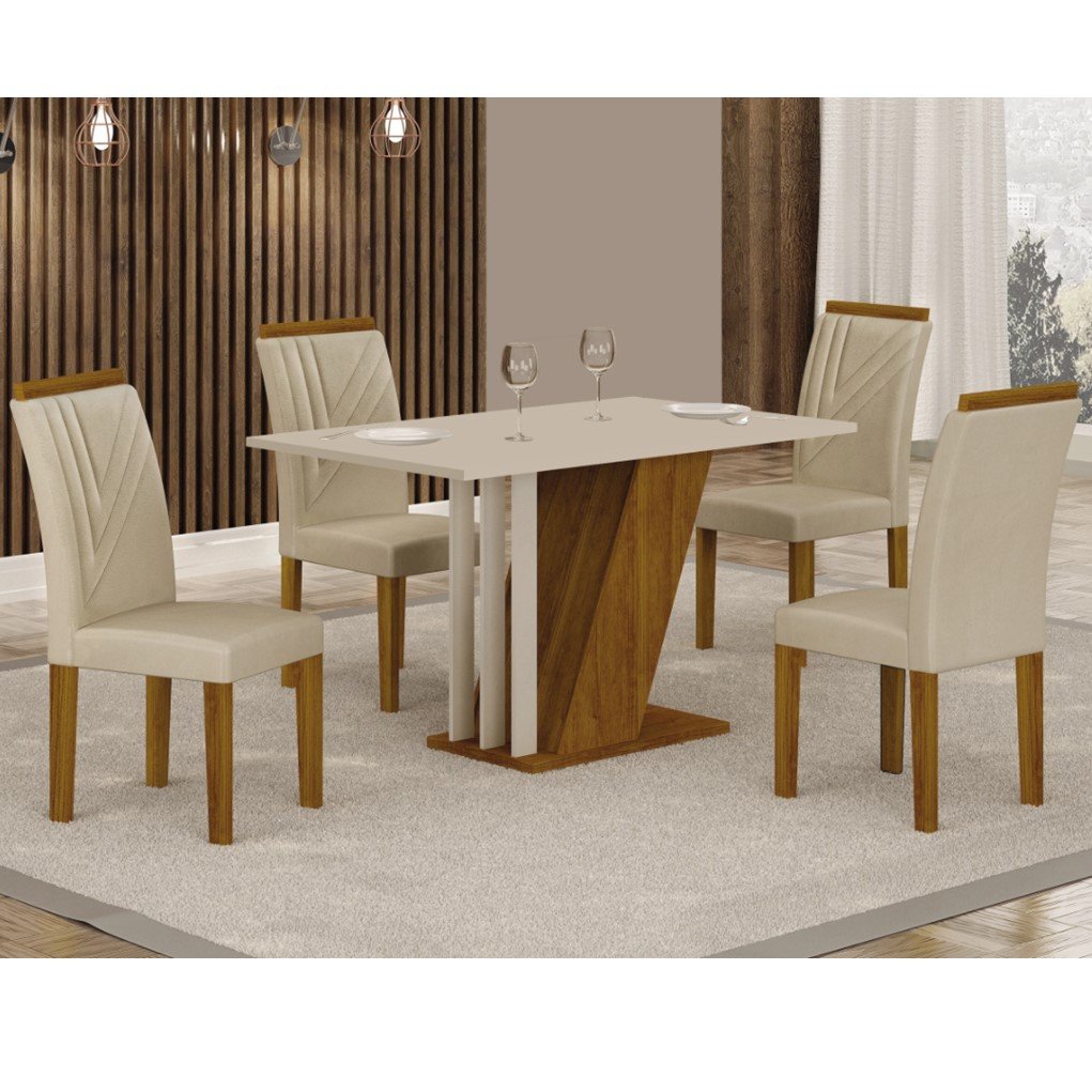 Conjunto Sala de Jantar Mesa com 4 Cadeiras Miami Yescasa