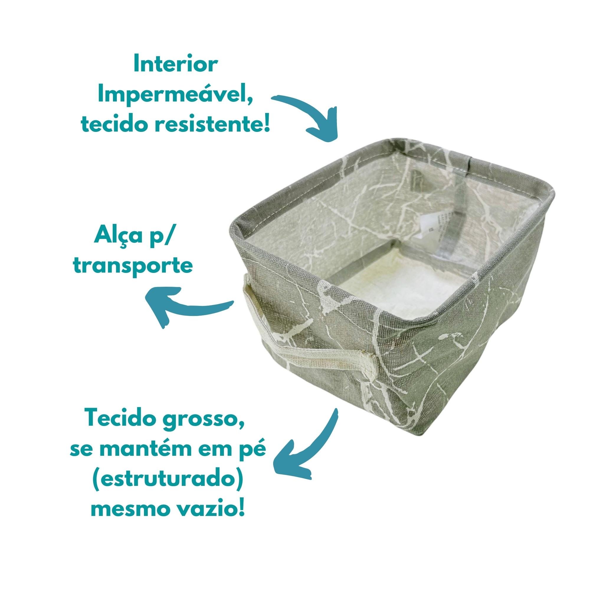 Kit 4 Cesto Organizador Em Tecido Multiuso Infantil Cesta Organizadora Brinquedo Decorativa Cinza - 5