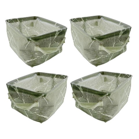 Kit 4 Cesto Organizador Em Tecido Multiuso Infantil Cesta Organizadora Brinquedo Decorativa Cinza