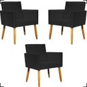 Ver imagem 1 de Kit 3 Poltronas Decorativa para Sala Recepção Consultório Nina Corino Cores Pé Palito 30 Cm Castanho