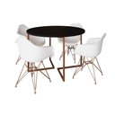 Ver imagem 6 de Mesa Industrial Jantar Preta 110Cm Redonda Base V Com 4 Poltronas Brancas Base Cobre Preto