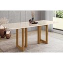Ver imagem 1 de Mesa para Cozinha Yara Sc77 C/tampo Madeirado Vidro Curvo 200x90cm Nature/off White - Henn