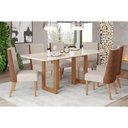 Ver mais imagens de Mesa para Cozinha Yara Sc77 C/tampo Madeirado Vidro Curvo 200x90cm Nature/off White - Henn