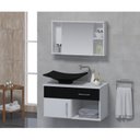 Ver imagem 1 de Gabinete para Banheiro com Cuba e Espelheira New Stilo Branco/Preto