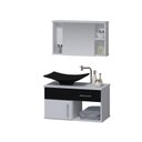 Ver imagem 2 de Gabinete para Banheiro com Cuba e Espelheira New Stilo Branco/Preto