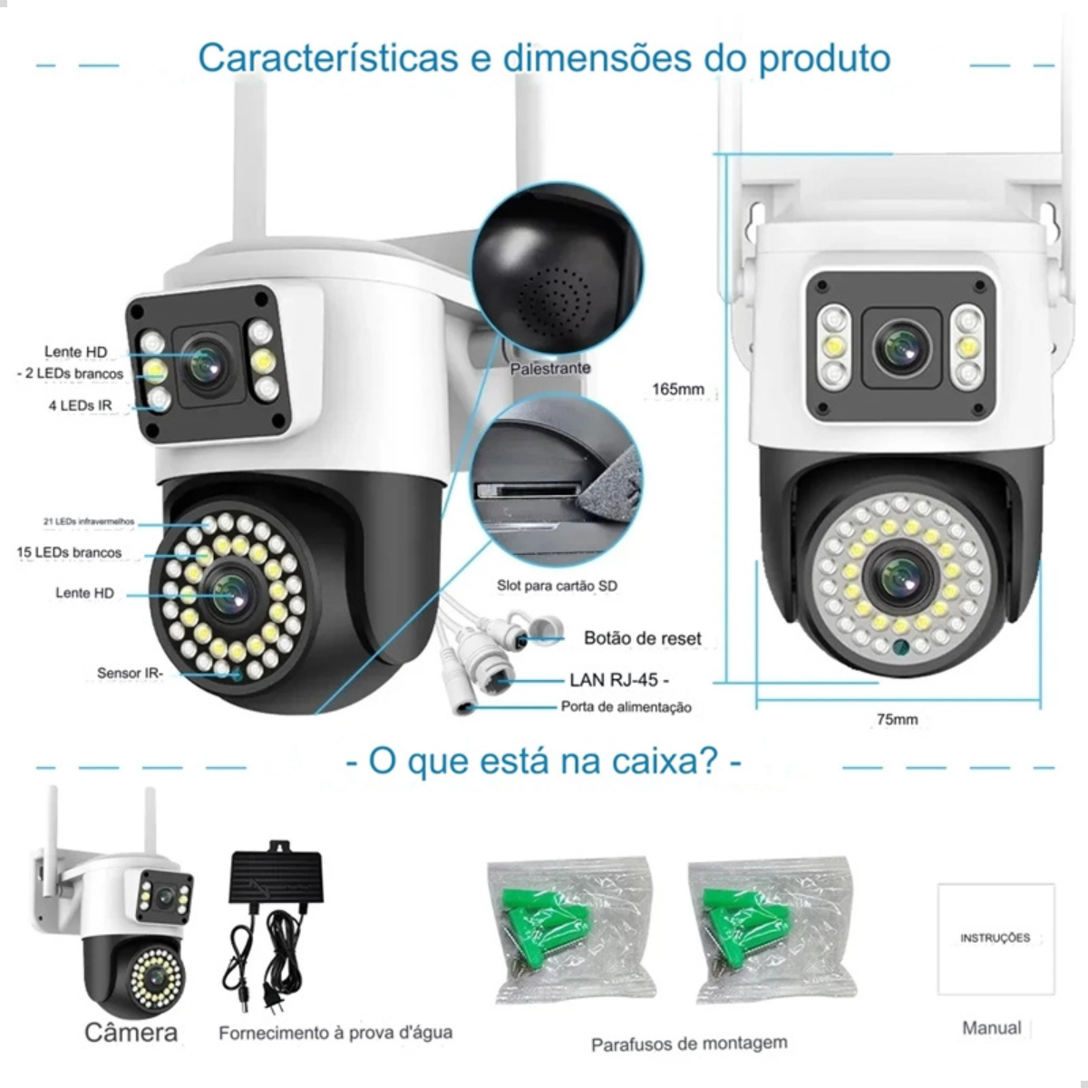 Câmera Ip Externa Wifi Dupla 2 em 1 Visão Noturna Yoosee - 11