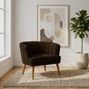 Ver imagem 1 de Poltrona Decorativa para Recepção Pés de Madeira Natural Tecido Veludo Premium Suporta 120kg