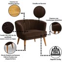 Ver imagem 3 de Poltrona Decorativa para Recepção Pés de Madeira Natural Tecido Veludo Premium Suporta 120kg