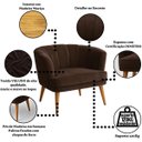 Ver imagem 3 de Poltrona Decorativa para Recepção Pés de Madeira Resiste Tecido Veludo Macia