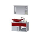 Ver imagem 2 de Conjunto Gabinete para Banheiro com Cuba e Espelheira New Stilo Branco/Vinho