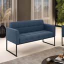 Ver imagem 2 de Sofá Namoradeira Elisa Suede Azul Marinho Base Metálica Industrial Preto - D'Rossi
