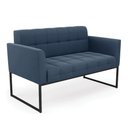 Ver imagem 1 de Sofá Namoradeira Elisa Suede Azul Marinho Base Metálica Industrial Preto - D'Rossi