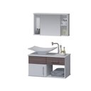 Ver imagem 2 de Conjunto Gabinete para Banheiro com Cuba e Espelheira New Stilo Branco/Rustico