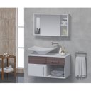 Ver imagem 1 de Conjunto Gabinete para Banheiro com Cuba e Espelheira New Stilo Branco/Rustico