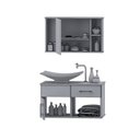 Ver imagem 3 de Conjunto Gabinete para Banheiro com Cuba e Espelheira New Stilo Branco/Cinza