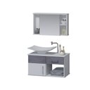 Ver imagem 2 de Conjunto Gabinete para Banheiro com Cuba e Espelheira New Stilo Branco/Cinza
