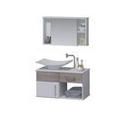 Ver imagem 2 de Conjunto Gabinete para Banheiro com Cuba e Espelheira New Stilo Branco/Ciliegio
