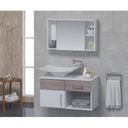 Ver imagem 1 de Conjunto Gabinete para Banheiro com Cuba e Espelheira New Stilo Branco/Ciliegio