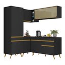 Ver imagem 1 de Armário de Cozinha Completa de Canto Veneza Multimóveis V2053 Preto/Dourado