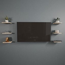 Prateleira Decorativa Para Rack Com 6 Peças - Madeira Maciça - 1