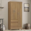 Ver imagem 2 de Kit Guarda Roupa Solteiro 3 Portas Wind Cômoda Astral - Amêndola Touch