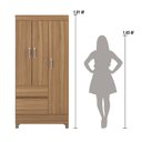 Ver mais imagens de Kit Guarda Roupa Solteiro 3 Portas Wind Cômoda Astral - Amêndola Touch