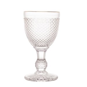 Cj 6 Taças Vidro P/Água C/Fio Dourado Bico De Jaca 300Ml Wolff