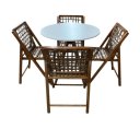Ver imagem 3 de Conjunto Mesa Redonda com 4 Cadeiras em Madeira e Corda Náutica Castanho/branco