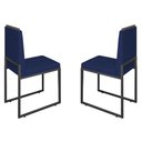 Ver imagem 1 de Conjunto Duas Cadeiras Sala Jantar Barcelona Base Preta:azul Marinho